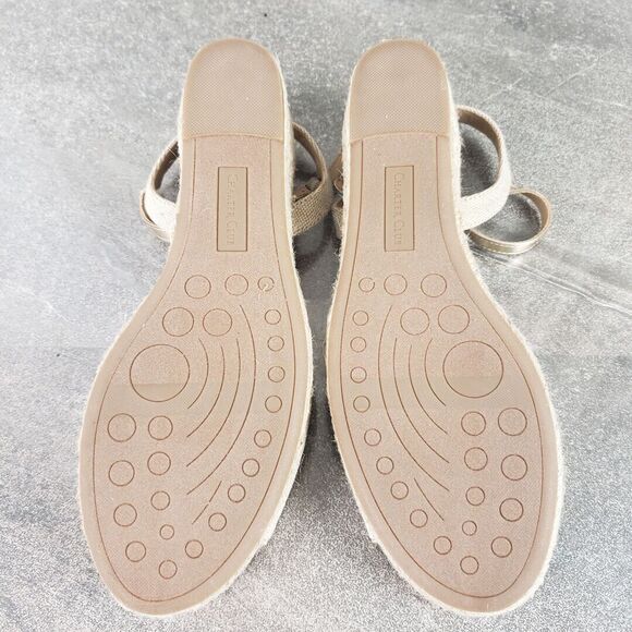 Charter Club Sandals 10.5 M Beige Canvas Platform Espadrilles Wedge Luchia - Picture 10 of 13